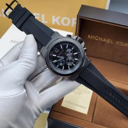 MICHAEL KORS EXCLUSIVE BLACK RUBBER HANDS WRISTWATCH WITH BLACK FACE (SAWW) - DELUXE.COM.NG
