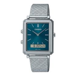 CASIO MTP-B205M-3EDF MEN’S ANA-DIGI GREEN DIAL STAINLESS STEEL WATCH - deluxe.com.ng