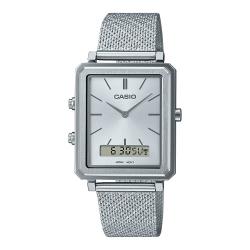 CASIO MTP-B205M-7EDF MEN’S ANA-DIGI WHITE DIAL STAINLESS STEEL WATCH - deluxe.com.ng