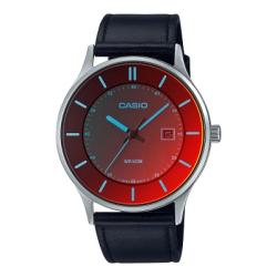 CASIO MTP-E605L-1EVDF MEN’S ANALOG WINE DIAL GENUINE LEATHER WATCH - deluxe.com.ng
