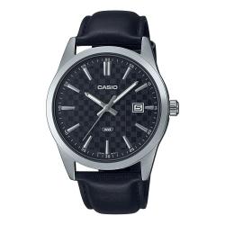 CASIO MTP-VD03L-1AUDF MEN’S ANALOG BLACK DIAL GENUINE LEATHER WATCH - deluxe.com.ng