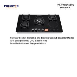 POLYSTAR 87CM (4+1) TEMPERED GLASS (INVERTER) BUILT IN GAS HOB | PV-NY4G1EINV - deluxe.com.ng