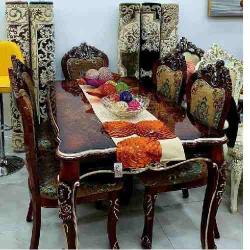 QUALITY DESIGNED BROWN WOODEN DINING SET WITH 6 CHAIRS - AVAILABLE (MOBIN)- Deluxe.com.ng