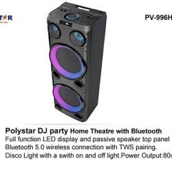 POLYSTAR DJ PARTY HOME THEATRE WITH BLUETOOTH - PV-966HTDJ - deluxe.com.ng