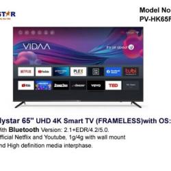 POLYSTAR TELEVISION 65” SMART ULTRA HD 4K TV - PV-HK65FLSMYN - deluxe.com.ng