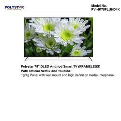 Polystar 75” Smart LED ULTRA HD 4K TV With Official Netflix | PV-HK75FLUHD - deluxe.com.ng4K