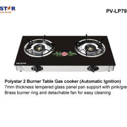 Polystar 2 BURNER TABLE GAS COOKER WITH TEMPERED GLASS TOP | PV-LP79PGP - deluxe.com.ng