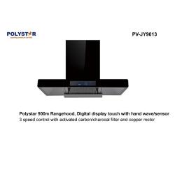 Polystar 900M Rangehood/ Digital Display 3 Speed Control With Activated Carbon/ Black Colour -PV-JY9013 - deluxe.com.ng