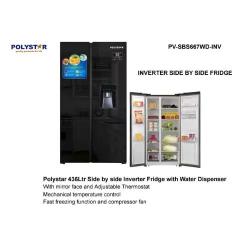 Polystar Refrigerator/ Inverter Side By Side With Water Dispenser/ VCM Inox Door -PV-SBS666WD-INV - deluxe.com.ng