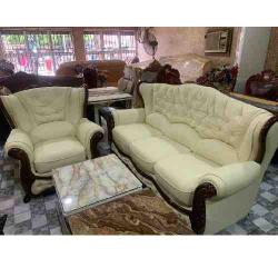 QUALITY 7 SEATERS CREAM LEATHER SOFA & CENTER TABLE (EKIN) - Deluxe.com.ng