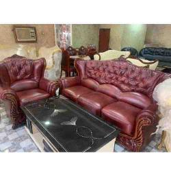 QUALITY 7 SEATERS WINE LEATHER SOFA WITHOUT CENTER TABLE (EKIN) - deluxe.com.ng