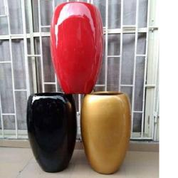 RED, BLACK AND GOLD OVAL FLOWER POTS WITHOUT FLOWER (PEGLO) - DELUXE.COM.NG