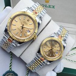 ROLEX EXQUISITE SILVER & GOLD METAL STRAP WITH GOLD SCREEN