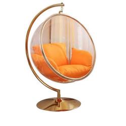 QUALITY DESIGNED ROUND GOLDEN SWING CHAIR WITH ORANGE CUSHION - AVAILABLE (CHILU) - deluxe.co.ng
