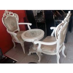 QUALITY DESIGNED ROYAL WHITE CHAIRS & TABLE - AVAILABLE (MOBIN) - DELUXE.COM.NG