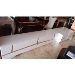 QUALITY DESIGNED WHITE TV STAND & CENTER TABLE  -AVAILABLE (PIANET) - deluxe.com.ng