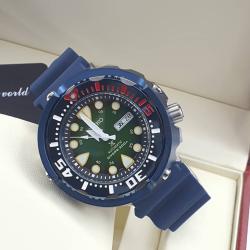 SEIKO EXQUISITE NAVY BLUE RUBBER STRAP WRISTWATCH WITH NAVY BLUE, GREEN & RED DESIGNED SCREEN