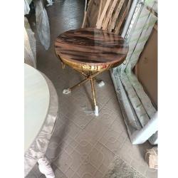 QUALITY DESIGNED BROWN MARBLE ROUND SIDE STOOL - AVAILABLE (MOBIN) - deluxe.com.ng