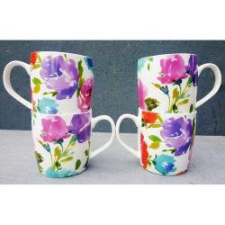 Sainsbury'S | Bold Floral Purple Mug – 4 Set- deluxe.com.ng