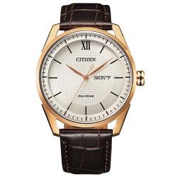 CITIZEN AW0082-19A MEN’S ECO-DRIVE RADIO RECEPTION SIZE BROWN LEATHER WATCH - Deluxe.com.ng