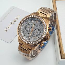 VERSACE EXCLUSIVE DESIGNERS WRISTWATCH WITH GOLDEN CHAIN WITH GREY SCREEN WITH STONES (GAWA) - DELUXE.COM.NG