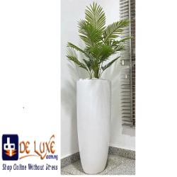 WHITE OVAL PLASTIC FLOWER POT & THE FLOWER (PEGLO) - DELUXE.COM.NG
