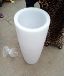 WHITE PLASTIC FLOWER POT WITH ROUND BASE & TOP (ONYF) - DELUXE.COM.NG