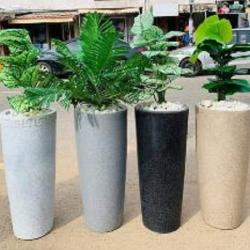 WHITE, GREY, BLACK AND LIGHT BROW STONE OVAL FLOWER POTS WITHOUT FLOWER (PEGLO) - DELUXE.COM.NG