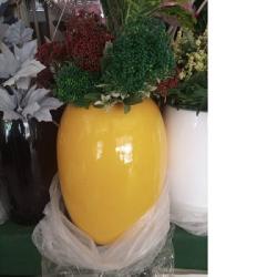 YELLOW FIBRE FLOWER POT WITH ROUND BASE WITHOUT FLOWER (SWEN) - DELUXE.COM.NG
