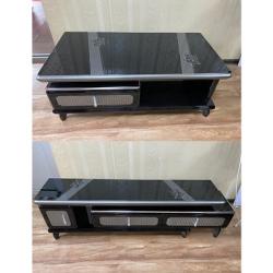 BLACK & GREY MARBLE TOP CENTER TABLE & TV STAND WITH DRAWERS (NAFU)