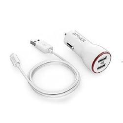 Anker 24W PowerDrive 2 |B2310012| Dual USB Car Charger + 3ft Micro USB – Black - deluxe.com.ng