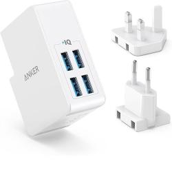 Anker 27W PowerPort 4 Lite 4-Port USB Wall Charger White |A2042321|  deluxe.com.ng