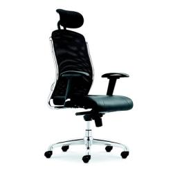 BLACK OFFICE CHAIR WITH HEAD REST AND UPRIGHT ARMS (DESIN)