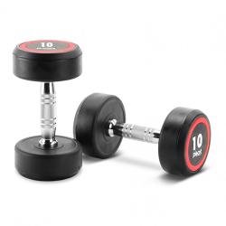 PIVOT FITNESS D2250.20 PRO ROUND HEAD RUBBER DUMBBELL 20KG [pair] - Deluxe.com.ng
