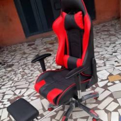 BLACK &RED OFFICE EXECUTIVE CHAIR WITH FOOTREST (DESIN)
