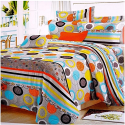 Deluxe Bedsheets With Pillow Cases - Multicoloured Ring Patterns