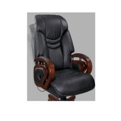 BLACK EXECUTIVE RECLINER OFFICE CHAIR WITH WOODEN ARMS (DESIN)
