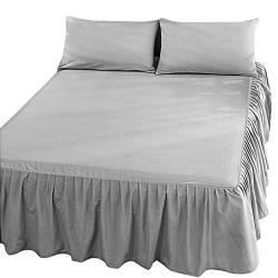 Deluxe Fitted BedSheet 39cm Extra Deep Frilled Valance Bedding Sheets Easy Care (Grey)