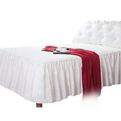 Deluxe Snowy Fitted Bed Sheet 39cm Extra Deep Frilled Valance Bedding Sheets Easy Care (White)
