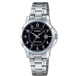 CASIO LADIES LTP-V004D-1BUDF BLACK DIAL STAINLESS STEEL SMALL WATCH 