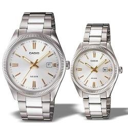 CASIO HIS N HER’S ENTICER SILVER DIAL SMALL WATCH 