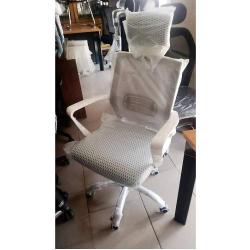 QUALITY DESIGNED GRAY & WHITE HANDLE LOW BACK EXECUTIVE CHAIR WITH HEAD REST - AVAILABLE (ROMIN) - deluxe.com.ng