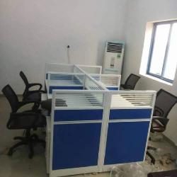QUALITY DESIGNED BLUE & WHITE  OFFICE 4 MAN WORKSTATION  - AVAILABLE (NOFU) -deluxe.com.ng