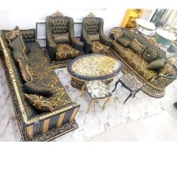 QUALITY DESIGNED (ROYAL) ARMY GREEN/YELLOW 7 SEATER CHAIRS - AVAILABLE (SETIN) - deluxe.com.ng