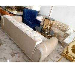 QUALITY DESIGNED CREAM SOFA CHAIRS  (WITHOUT CENTER TABLE & SIDE STOOLS) - AVAILABLE (SETIN) - deluxe.com.ng