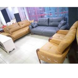 QUALITY DESIGNED GOLD & BLUE 7 SEATERS SOFA CHAIRS (WITHOUT TABLE & STOOLS)-AVAILABLE (SETIN) - deluxe.com.ng