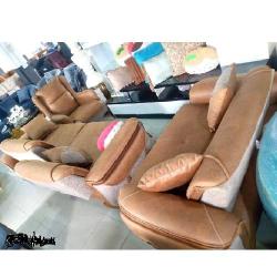 QUALITY DESIGNED LIGHT BROWN 7 SEATERS SOFA CHAIRS (WITHOUT TABLE & STOOLS)-AVAILABLE (SETIN) - deluxe.com.ng