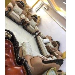 QUALITY DESIGNED CREAM &  BROWN 7 SEATERS CHAIR ONLY - AVAILABLE (MOBIN) - deluxe.com.ng