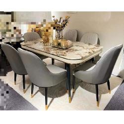 QUALITY DESIGNED CREAM & GRAY DINING TABLE WITH 6 CHAIRS - AVAILABLE (OKAF) - deluxe.com.ng