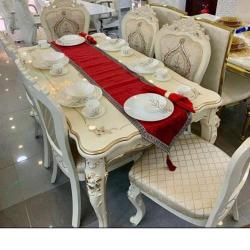 QUALITY DESIGNED ROYAL CREAM DINING TABLE WITH 6 CHAIRS - AVAILABLE (OKAF) - deluxe.com.ng